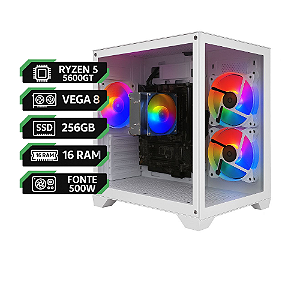 PC Gamer Ryzen 5 5600GT | Vega 7 Integrada | 16 GB RAM | SSD 256 GB | Fonte 500 W | Gabinete White