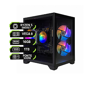 PC Gamer Ryzen 5 5600GT | Vega 7 Integrada | 16 GB RAM | SSD 1 TB | Fonte 500 W | Gabinete Black