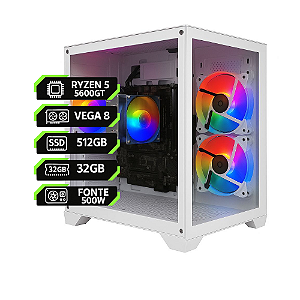 PC Gamer Ryzen 5 5600GT | Vega 7 Integrada | 32 GB RAM | SSD 512 GB | Fonte 500 W | Gabinete White