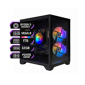 PC Gamer Ryzen 5 5600GT | Vega 7 Integrada | 32 GB RAM | SSD 1 TB | Fonte 500 W | Gabinete Black