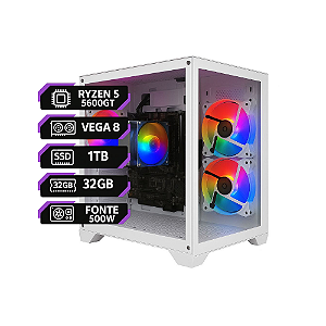 PC Gamer Ryzen 5 5600GT | Vega 7 Integrada | 32 GB RAM | SSD 1 TB | Fonte 500 W | Gabinete White