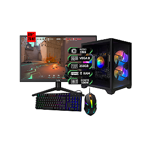 PC Gamer Ryzen 3 2200G | Vega 8 Integrada | 8GB RAM | SSD 256 GB | Fonte 500 W | Monitor 19” 75 Hz