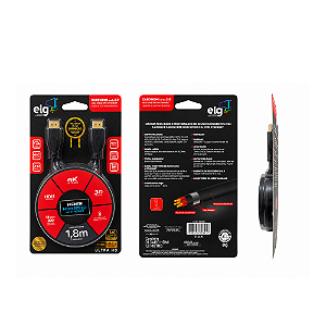 Cabo HDMI ELG HS1018 2.0 4K 1,8m – Alta Performance para TV, PC, PlayStation e Xbox