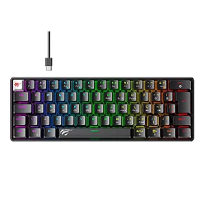Teclado Mecânico Gamer Havit GT-KB11L RGB 60% ABNT2 Switch Azul USB-C