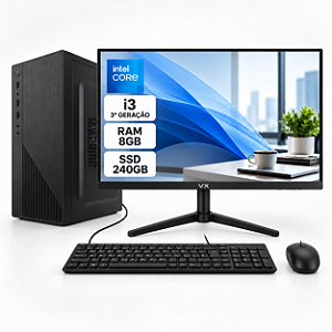 Computador Completo Intel Core i3 3ª Geração | 8GB RAM | SSD 240GB | Monitor 19”