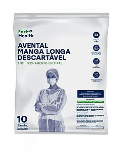 Avental manga longa c/10-Fort Health