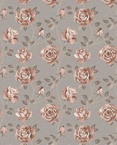 Papel de parede floral em tons de bege e marrom