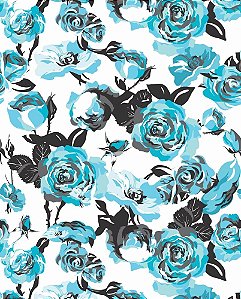 Papel de Parede Rosas Azul