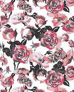 Papel de parede Floral com flores em tons de Rosa