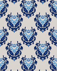 Papel de Parede Damask Cinza e tons de azul