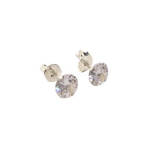 Brinco Masculino Feminino de Prata 925 Diamante Sintético Redondo 4 mm
