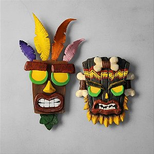 Combo Mascaras Aku Aku e Uka Uka - Crash bandicoot Decoração/Quadro geek