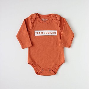 Body bebê manga longa - Suedine 100% algodão - Ferrugem TEAM