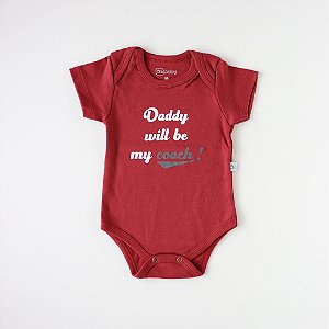 Body bebê manga curta - Suedine 100% algodão - Bordô DADDY