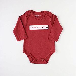 Body bebê manga longa - Suedine 100% algodão - Bordô TEAM