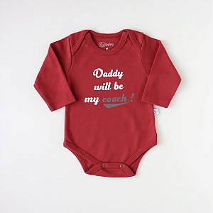 Body bebê manga longa - Suedine 100% algodão - Bordô DADDY