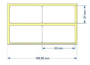 Etiqueta Autoadesiva TÉRMICA 50x27mm 2 colunas Rolo c/ 2.000 - Sem Espaço