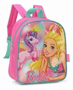 Mochila Escolar Pequena Barbie Princesa Unicórnio verde