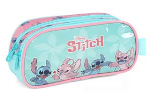 Estojo 2 Divisórias Stitch Verde Luxcel