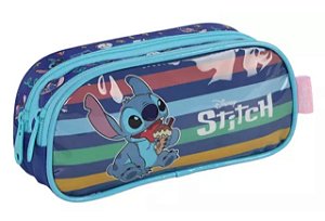 Estojo 2 Divisórias Stitch Azul Luxcel