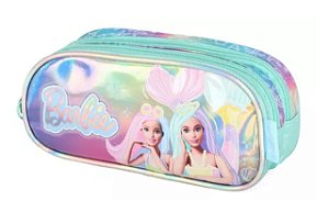 Estojo 3 Divisórias Barbie Sereia Verde Luxcel