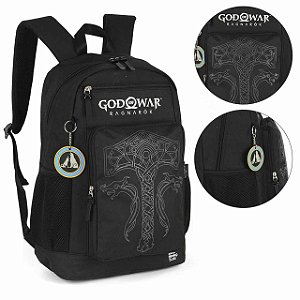 Mochila De Costas Escolar Grande God Of War Ragnarok Preto