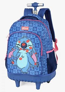 Mochila Alça e Rodas Stitich Azul Luxcel