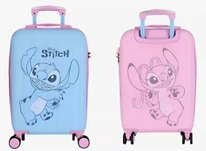 Mala De Viagem Rodinha Pequena Bordo Stitch Azul e Rosa