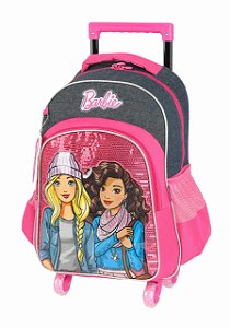 Mochila de Rodinhas com Led Barbie e Amiga Rosa Luxcel