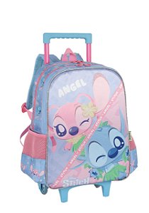 Mochila Alça e Rodas Angel e Stitch Roxa Luxcel