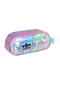 Estojo 3 Divisórias Stitch Holográfica Roxo Luxcel