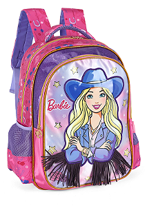 Mochila Costa Barbie Boiadeira Gliter Roxa Luxel