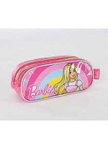 Estojo 3 Divisórias Barbie Rosa  Luxcel