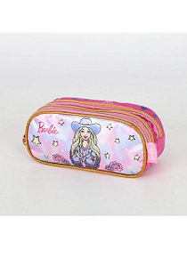 Estojo 3 Divisórias Barbie Boiadeira Roxa  Luxcel