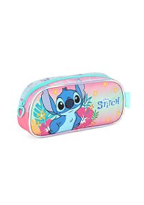 Estojo 1 Divisória Stitch Rosa Luxcel