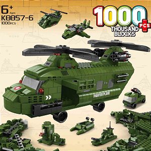 Bloco de Montar Aeronaves Militar (6 em 1) (Bloxi)