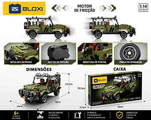 Bloco de Montar Jipe Off-Road Defender Verde (768 pçs Bloxi)