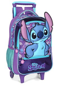 Mochila Alça e Rodas Stitch Relevo 3D Roxa Luxcel