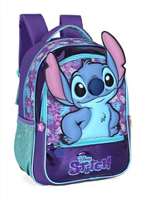 Mochila Escolar Costas Stitch Relevo 3D Roxa Luxcel