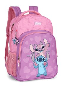 Mochila Juvenil Costa Stitch & Angel Rosa Luxcel