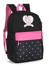 Mochila De Costas Amigos Hello Kitty My Melody Preto Luxcel