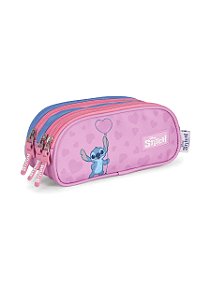 Estojo 3 Divisórias Stitch Balão Azul e Rosa Luxcel