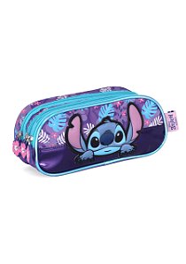 Estojo Escolar 3 Divisórias Stitch Roxo Luxcel