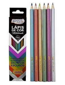 Lápis de Cor 6 Cores Metalizadol BRW - Life Papelaria