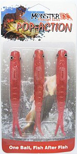 Isca Monster 3X Fishing Shads Pop-Action 11cm - Premium Red 3un