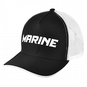 Boné Marine Sports Americano Pescador Preto e Branco