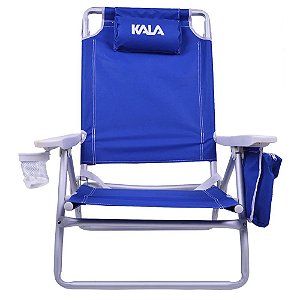 Cadeira de Praia Reclinável com Bolsa Térmica Azul 136Kg KALA