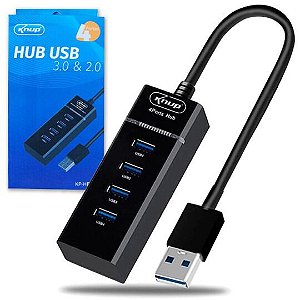 Hub Usb 4 portas KP-HB500 - misto com 3 porta 2.0 e 1 porta 3.0 com conexão USB cabo