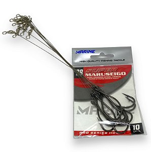 Anzol encastoado Super Maruseigo black 28 c/ girador com 10 un