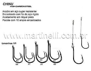 Anzol Marine Sports Chinu Encastoado N.4 com 50 un.